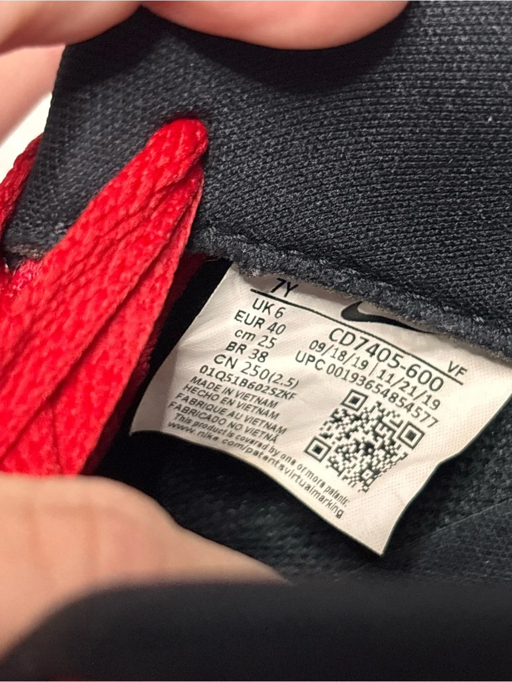 Nike Air Force 1 Low University Red Black Nylon Embroidered Swoosh
